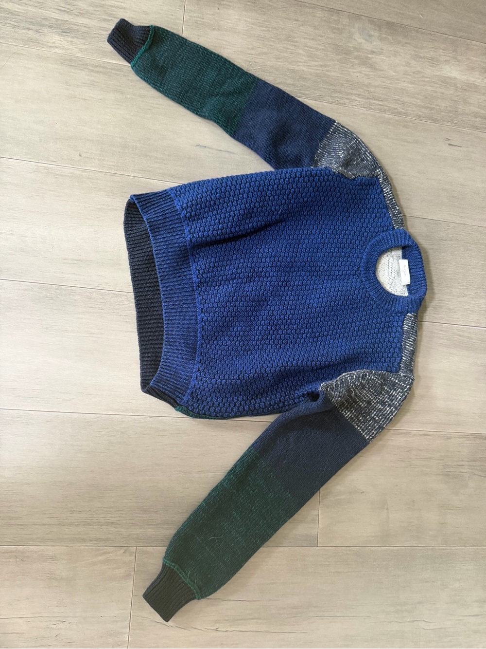 Colorblock Knit Sweater - Blue/Green